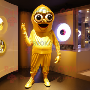 Gold Cyclops maskot kostume...