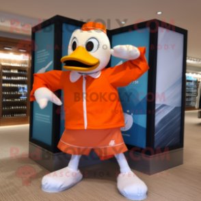 Orange Swans mascot costume character dressed with a Board Shorts and Briefcases