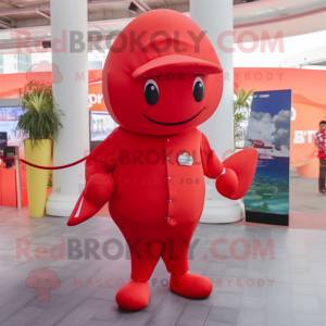 Red Whale mascot costume character dressed with a Chinos and Anklets