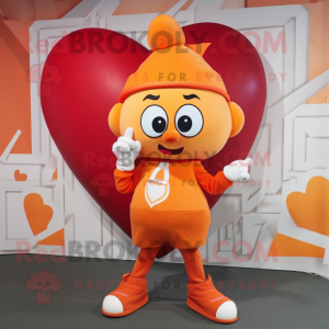 Orange Heart maskot drakt...