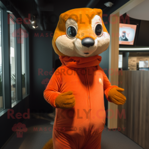 Orange Weasel mascot costume character dressed with a Turtleneck and Cummerbunds