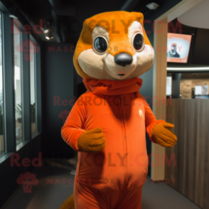 Orange Weasel mascot costume character dressed with a Turtleneck and Cummerbunds