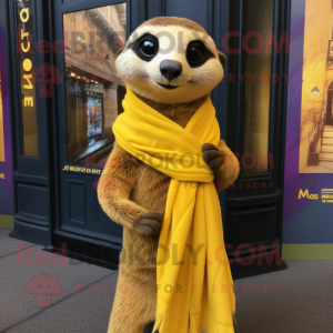 Gold Meerkat maskot kostume...