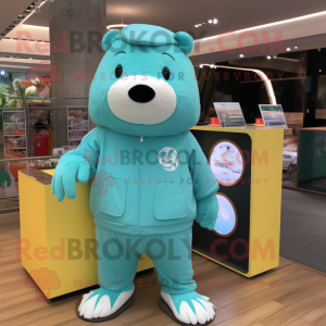 Cyan Beaver maskot kostume...