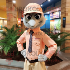 Peach Emu mascot costume character dressed with a Oxford Shirt and Pocket squares