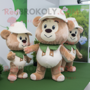 Beige Bunch Of Shamrocks mascot costume character dressed with a Chinos and Beanies