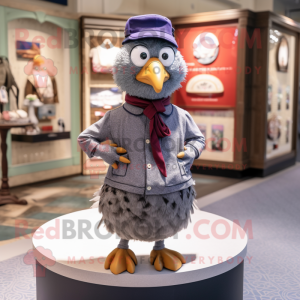 nan Quail mascot costume character dressed with a Polo Tee and Berets