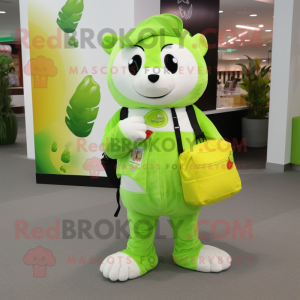 Lime Green Hermelin maskot...