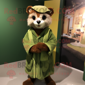 Olive Marten mascot costume character dressed with a Cover-up and Cummerbunds