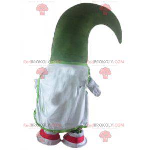 Zeer lachende groene sneeuwpop mascotte groene spar -