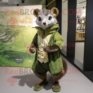 Olive Marten mascot costume character dressed with a Cover-up and Cummerbunds