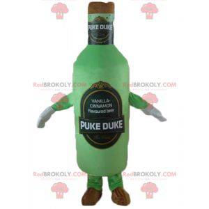 Mascotte gigante della bottiglia di birra verde e marrone -