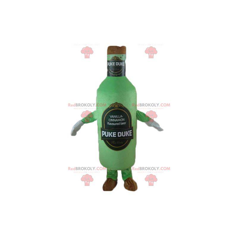 Grünes und braunes riesiges Bierflaschenmaskottchen -