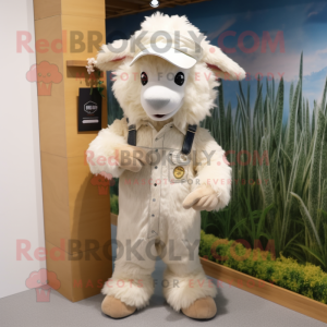 Cream Angora Goat maskot...