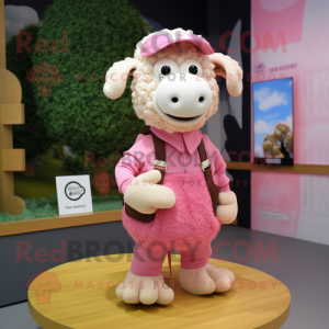 Pink Merino Sheep mascotte...