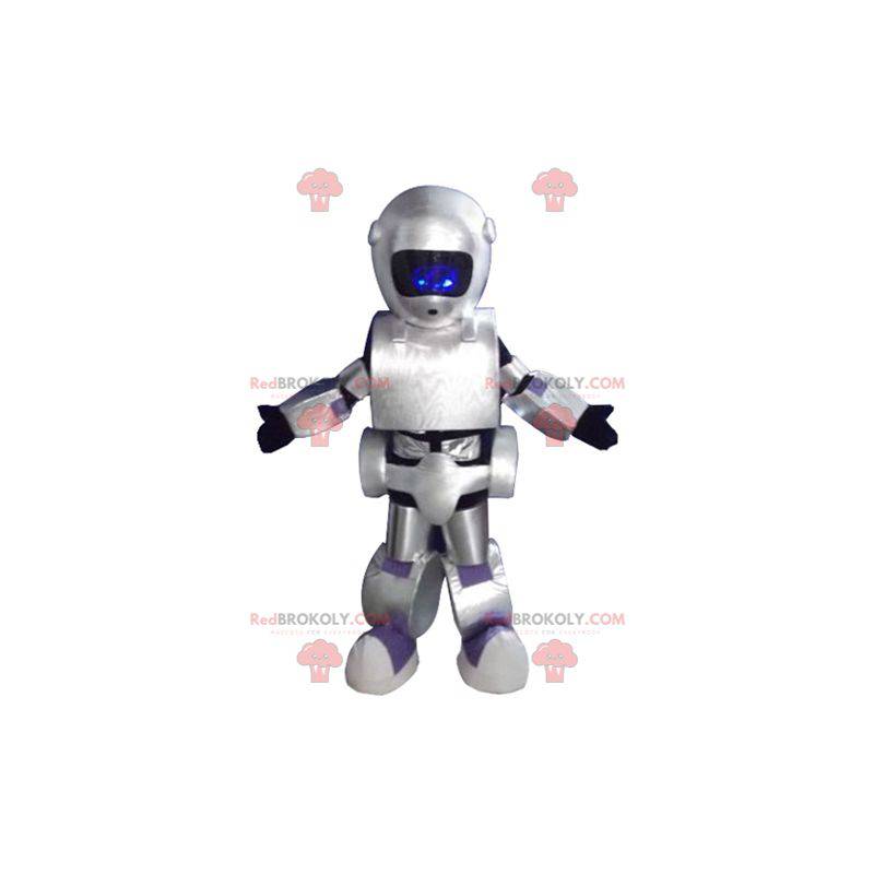 Very successful giant black and purple gray robot mascot -