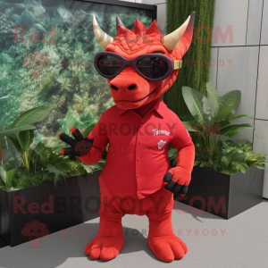 Rood Triceratops mascotte...