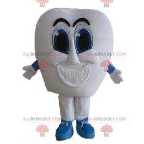 Kæmpe hvid tand maskot med blå øjne - Redbrokoly.com