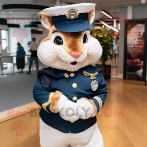 Navy Squirrel mascot costume character dressed with a Romper and Cummerbunds