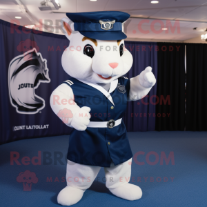 Navy Squirrel mascot costume character dressed with a Romper and Cummerbunds