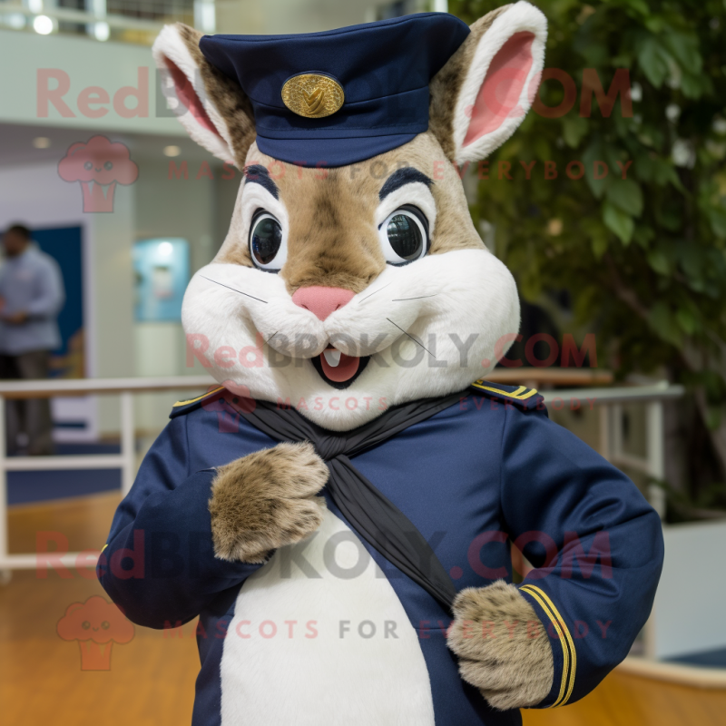 Navy Squirrel mascot costume character dressed with a Romper and Cummerbunds