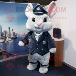 Navy Chinchilla mascot costume character dressed with a Blazer and Handbags