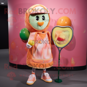 Peach Tennis Racket maskot...