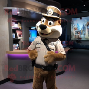 Tan Police Officer mascot costume character dressed with a Vest and Shawls