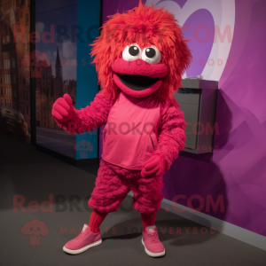 Magenta Jambalaya mascot costume character dressed with a Romper and Foot pads