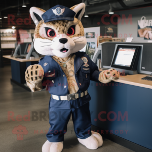Navy Bobcat mascot costume character dressed with a Moto Jacket and Wallets