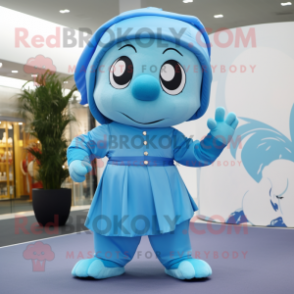 Sky Blue Bracelet mascot costume character dressed with a Culottes and Wraps