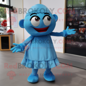 Sky Blue Bracelet mascot costume character dressed with a Culottes and Wraps