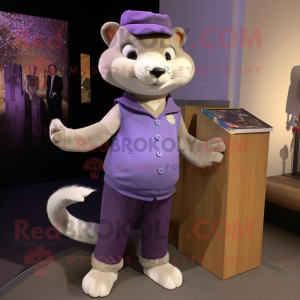 Lavender Marten mascot costume character dressed with a Long Sleeve Tee and Cufflinks