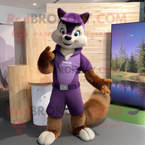 Lavender Marten mascot costume character dressed with a Long Sleeve Tee and Cufflinks