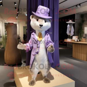 Lavender Marten mascot costume character dressed with a Long Sleeve Tee and Cufflinks