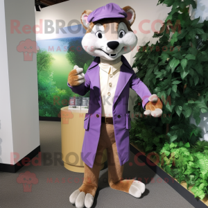 Lavender Marten mascot costume character dressed with a Long Sleeve Tee and Cufflinks