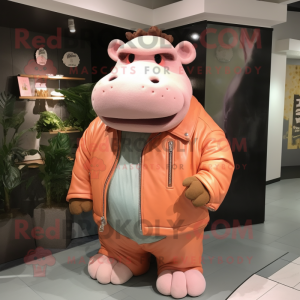 Peach Hippopotamus mascotte...