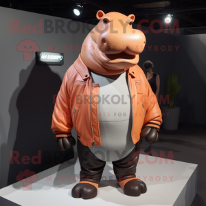 Peach Hippopotamus maskot...