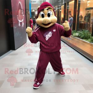 Maroon Pendant mascot costume character dressed with a Joggers and Keychains