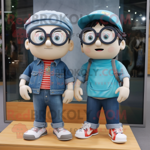 nan Gyro mascot costume character dressed with a Boyfriend Jeans and Eyeglasses