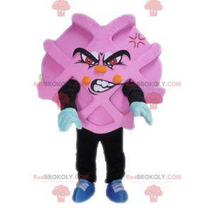 Rosa und schwarzes Werbemaskottchen. Waffelmaskottchen -