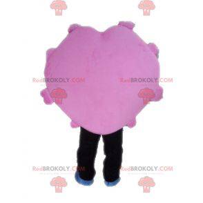 Mascotte pubblicitaria rosa e nera. Mascotte di waffle -