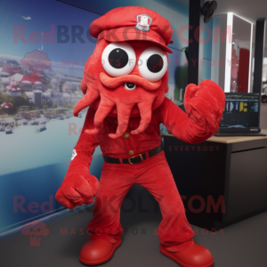 Rød Kraken maskot kostume...