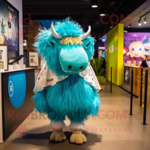 Cyan Bison mascotte kostuum...