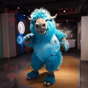 Cyan Bison mascotte kostuum...