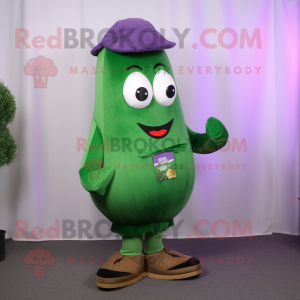Forest Green Eggplant mascot costume character dressed with a Dress Shirt and Shoe laces