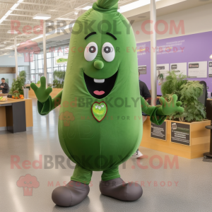 Forest Green Eggplant mascot costume character dressed with a Dress Shirt and Shoe laces