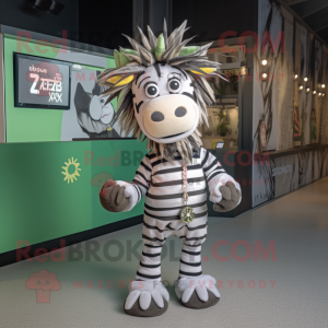 Olive Zebra maskot kostym...