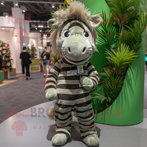 Olive Zebra mascot costume character dressed with a Romper and Hair clips