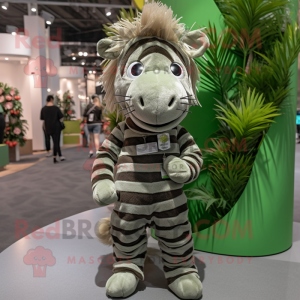 Olive Zebra maskot kostym...